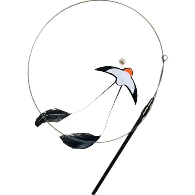 لعبة تفاعلية للقطط، ريشة طائر محاكاة مع جرس، عصا لعب للقطط الصغيرة، أداة إغراء