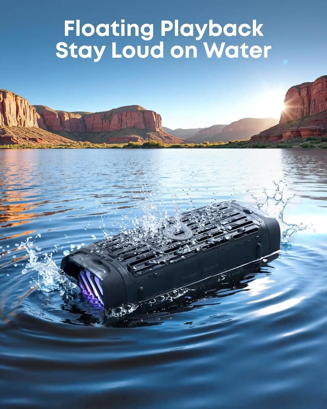 سماعة ساوند كور بوم 3اي من انكر، سماعة خارجية مدمجة، مقاومة للماء IP68، تشغيل عائم، مقاومة لماء البحر، تقنية باس اب 2.0 - 5