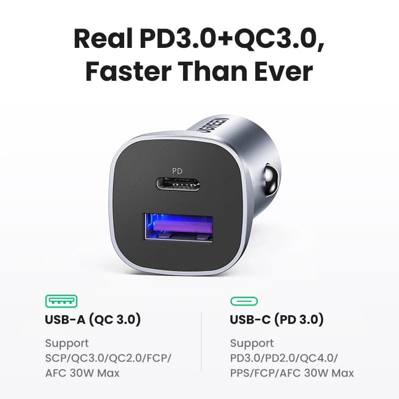 UGREEN Car Charger Type C Fast USB Charger for iPhone 17 16 15 Xiaomi Car Charging Quick 4.0 3.0 Charge Mobile Phone PD Charger - 3