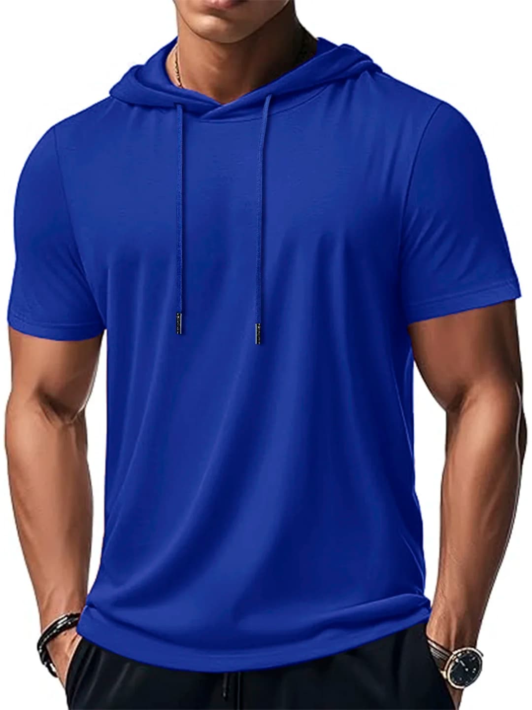 Men's Trendy And Fashionable Thin Style Breathable Loose Outdoor Running Casual Top Sports Short Sleeved T-shirt Hooded Style - 3