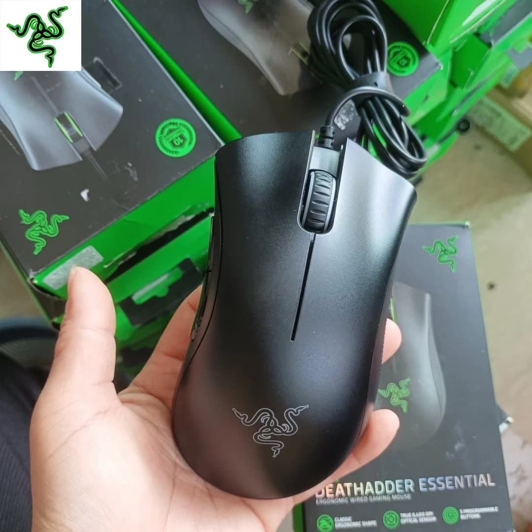 Razer DeathAdder Essential Wired Gaming Mouse 6400DPI Buttons for Laptop PC - Ergonomic Design for Gamers（No Driver Version）