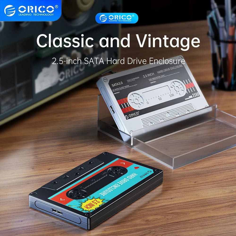 علبة ORICO خارجية لقرص صلب 2.5 بوصة، SATA إلى USB3.0، متوافقة مع أقراص SSD وHDD، مع منفذ Type C 3.0