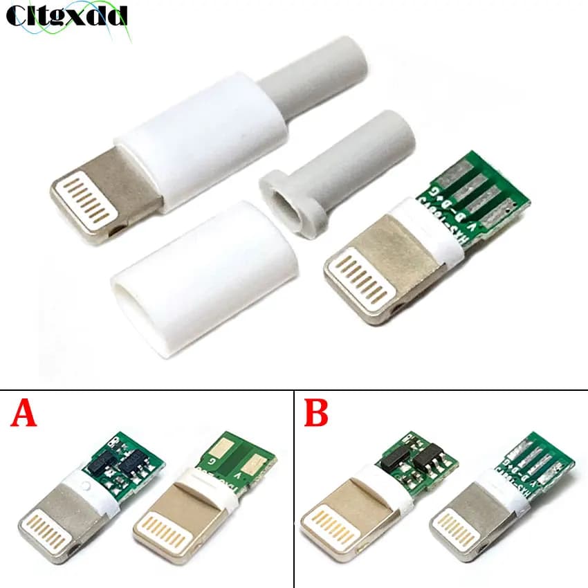 مجموعة 1 وصلة ذكر USB مع موصل لوحة الرقائق منفذ شحن سريع مع خط لحام DIY كابل بيانات لـ Iphone
