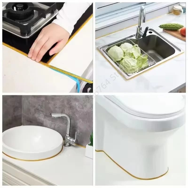 6M Self-Adhesive Tile Gap Tape Kitchen Bathroom Mildewproof Waterproof Beautiful Seam Tape Ceiling Wall Floor Gap Decor Strip - 6