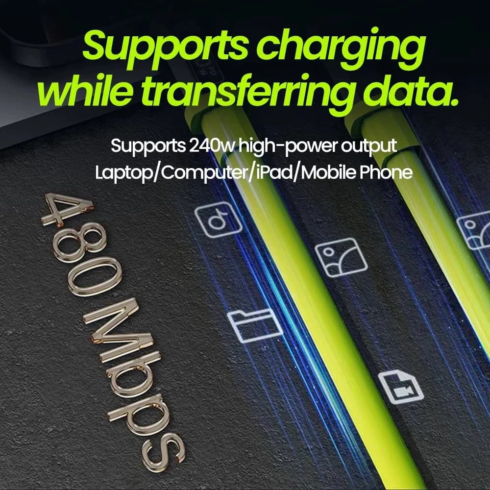 USB To Type C Data Cables 240W Fast Charge 6A USB-C Phones Chargers Cord For iPhone Xiaomi Huawei Samsung Cellphone Accessories - 3