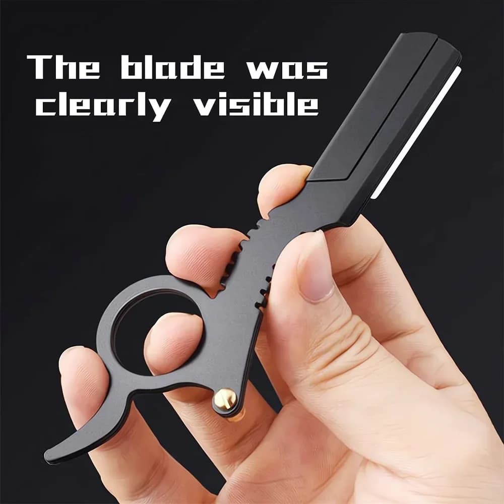 شفرة حلاقة يدوية للإبهام، شفرة حلاقة مستقيمة لقص الشعر واللحية والحاجبين، شفرات قابلة للاستبدال - 3