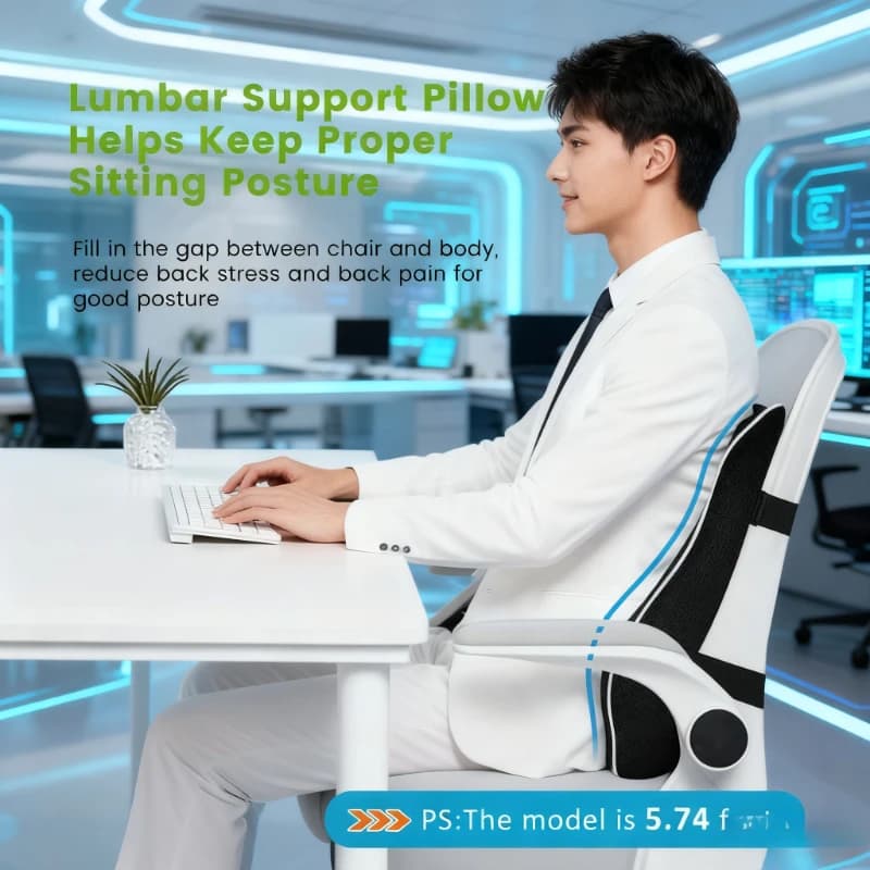 Car Seat Office Chair Back Lumbar Support Car Waist Rest Rebound Memory Foam Cushion Pad Back Lumbar Cushion for Car Driver - 3