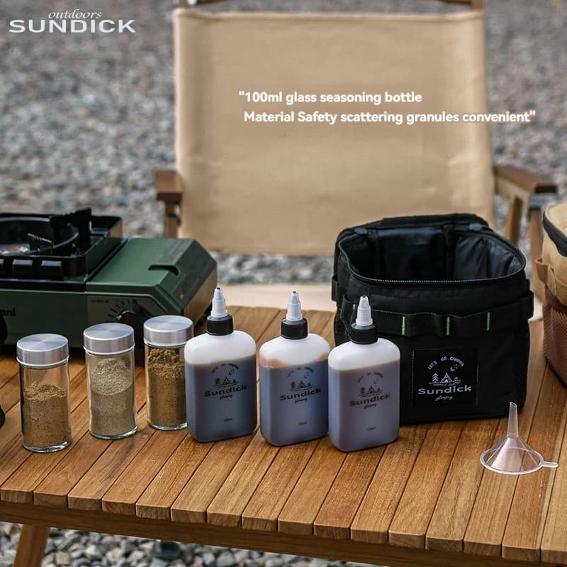 زجاجة توابل خارجية من SUNDICK، صندوق توابل محمول للمطبخ، مجموعة أوعية توابل للشواء السائل والصلب للنزهات، أدوات المائدة - 2