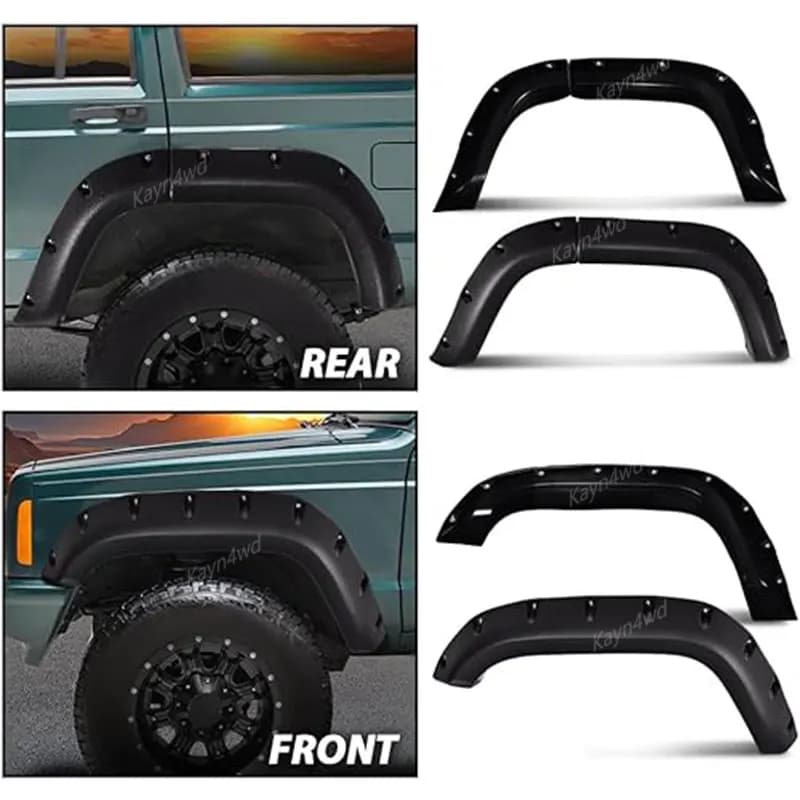 Off Road 4x4 Exterior Accessories Fender Flare Wheel Arch Mudguard Eyebrow Protector Kits For 1984-2001 Jeep Cherokee XJ 4-Door - 3
