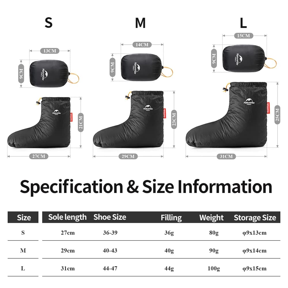 Naturehike Duck Down Foot Cover Ultralight Windproof Winter Warm Shoes Outdoor Waterproof Traveling Hiking Camping Shoes Cover - 5