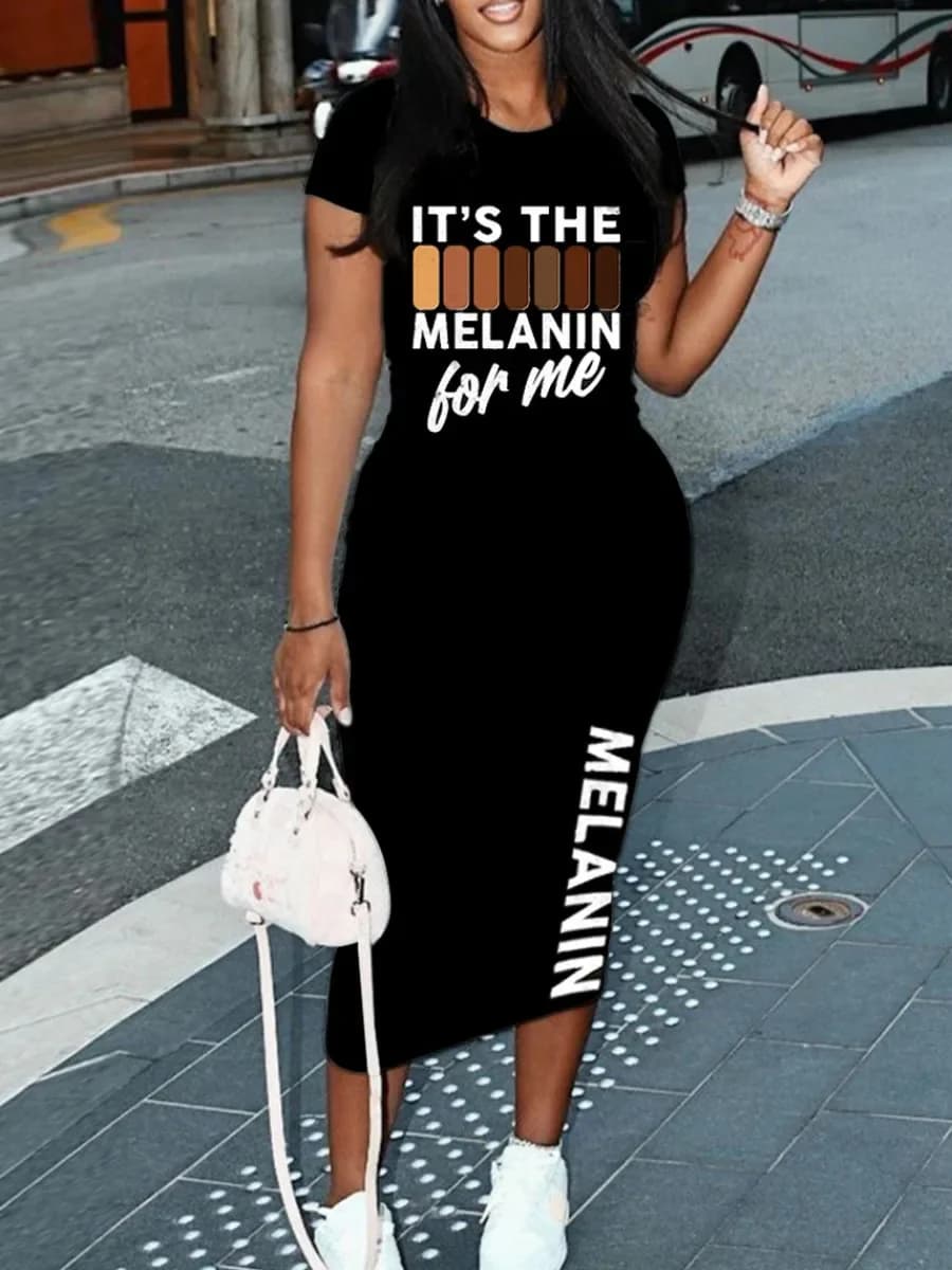 Women's Sexy Long Tshirt  Short Sleeved Summer Plus Size Black  Dress  Black Print  Tshirts dress Fashion White T-shirt Cas - 2