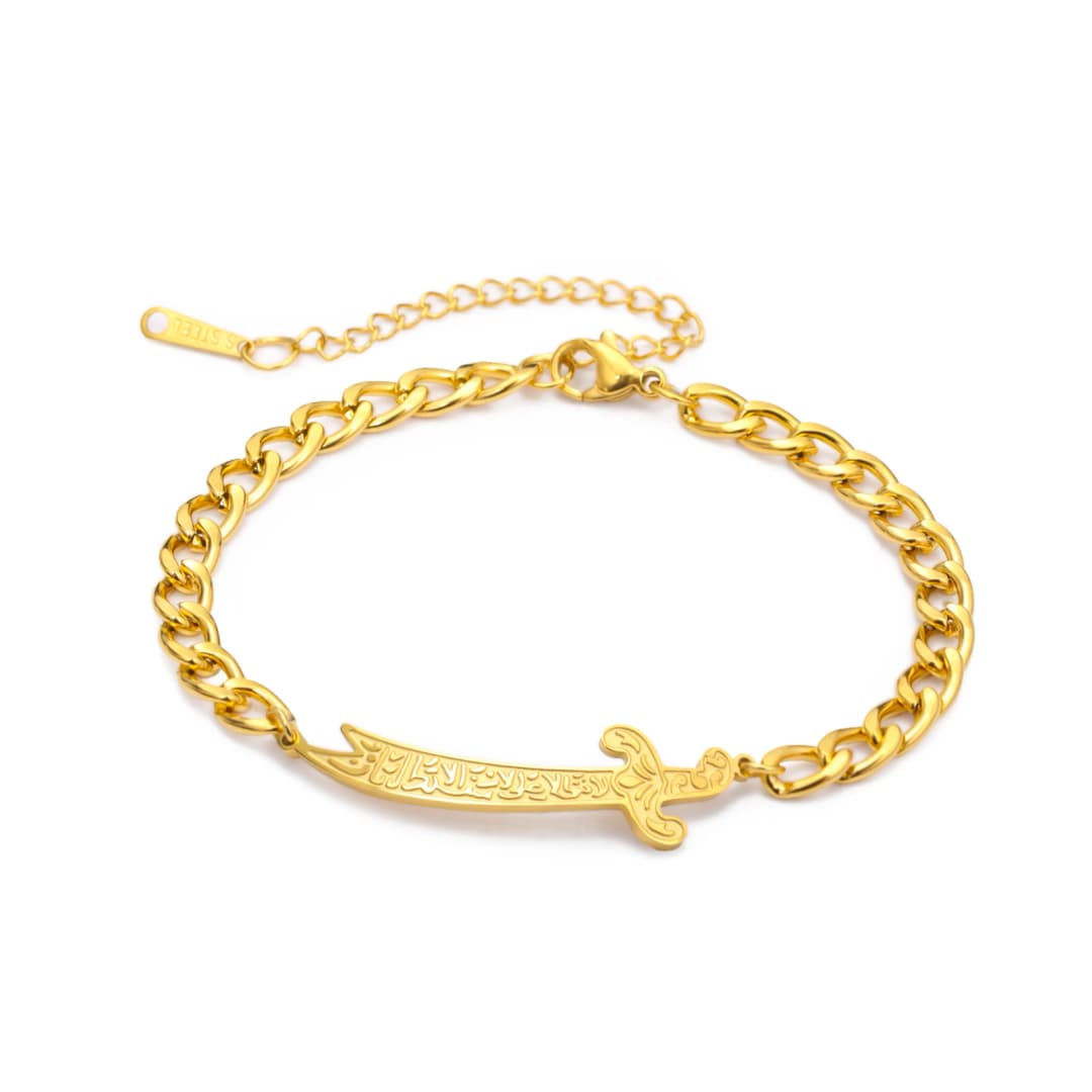 سوار Amaxer سيف ذو الفقار للإمام علي، مجوهرات من الفولاذ المقاوم للصدأ، هدية إسلامية للنساء والرجال - 3