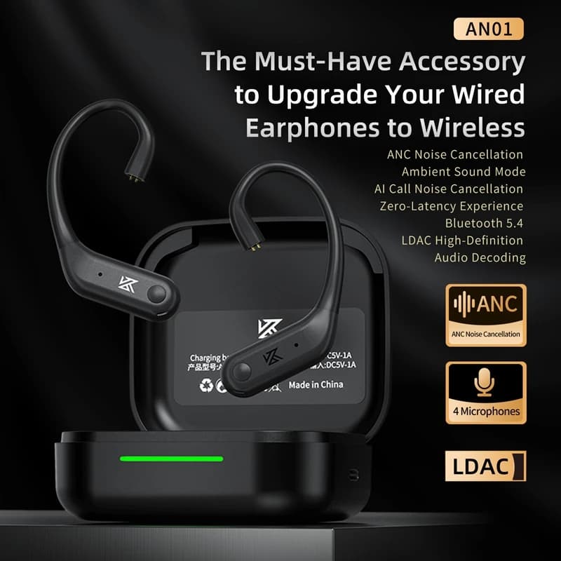 سماعات أذن لاسلكية KZ AN01، خطاف أذن، بلوتوث 5.4، صوت HiFi، مع علبة شحن، تقليل الضوضاء - 3