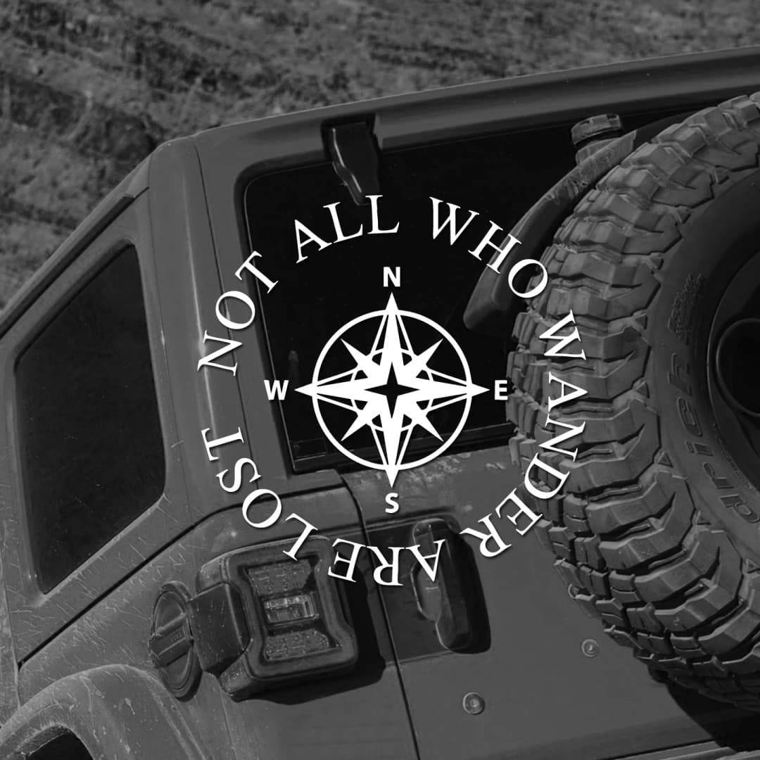 Not All Who Wander Are Lost Bumper Sticker Vinyl Decal Camper Trailer RV Decal Love Travel  of the Rings Compass Decal