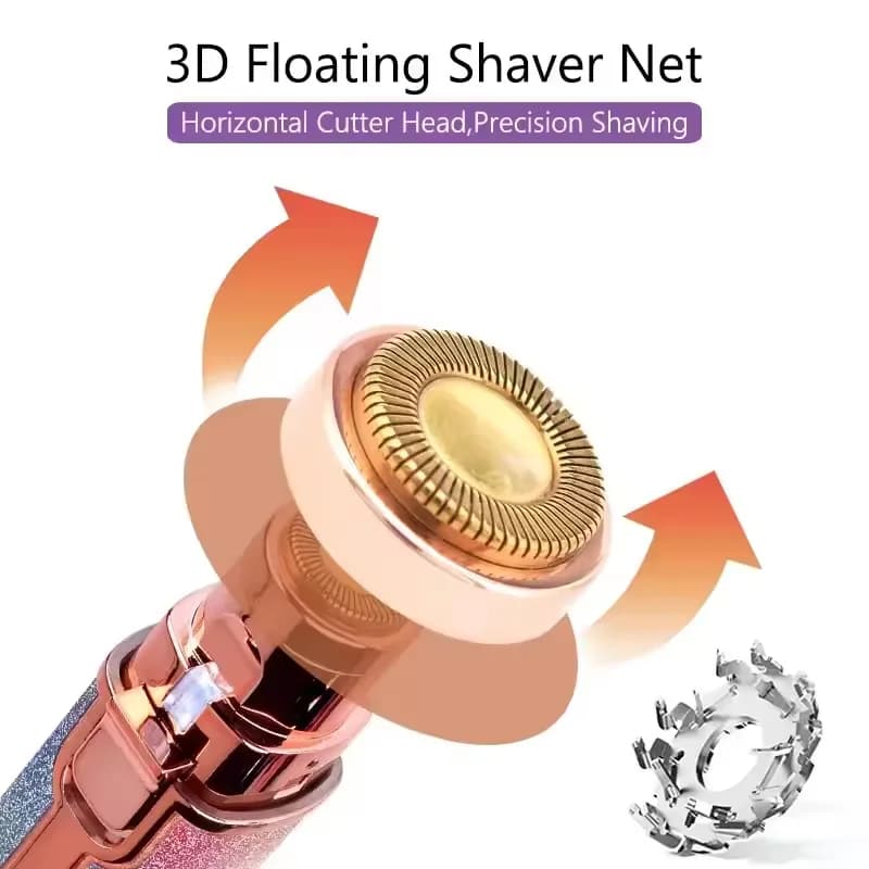 إزالة شعر الوجه للنساء: ماكينة تشذيب شعر الأنف والحاجبين القابلة لإعادة الشحن 2 في 1، ماكينة حلاقة الوجه مع إضاءة LED مدمجة - 5