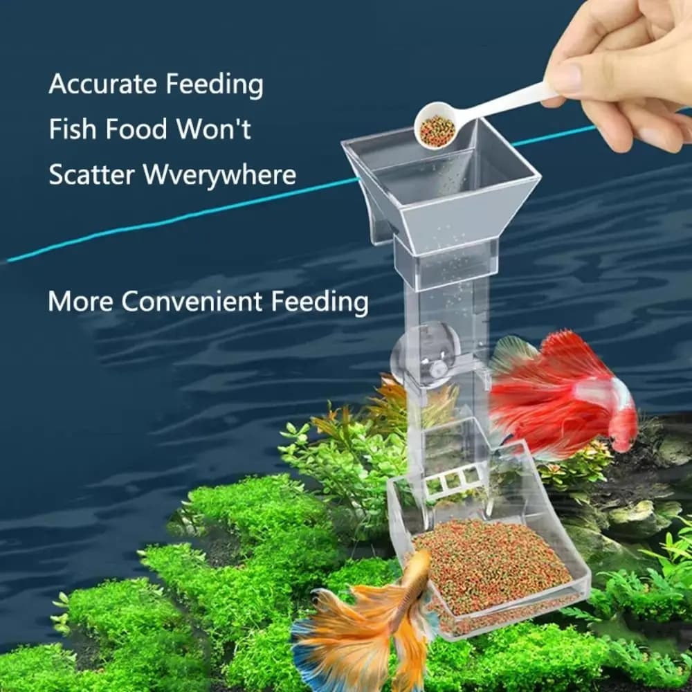 New Transparent Aquarium Fish Tank Feeder Tube Acrylic Fixed Point Fish Tank Food Dispenser with Suction Cup Durable Feeder Bowl - 4