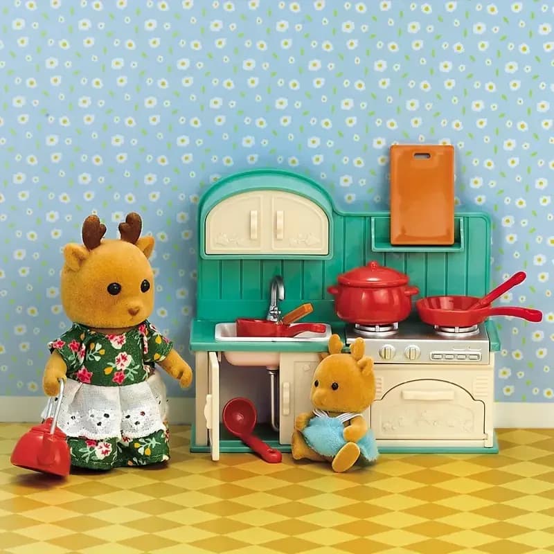 أثاث مصغر 1:12 لعائلة الغابة، طاولة طعام المطبخ، اكسسوارات حمام الدمية، ألعاب التظاهر، هدايا للفتيات - 3