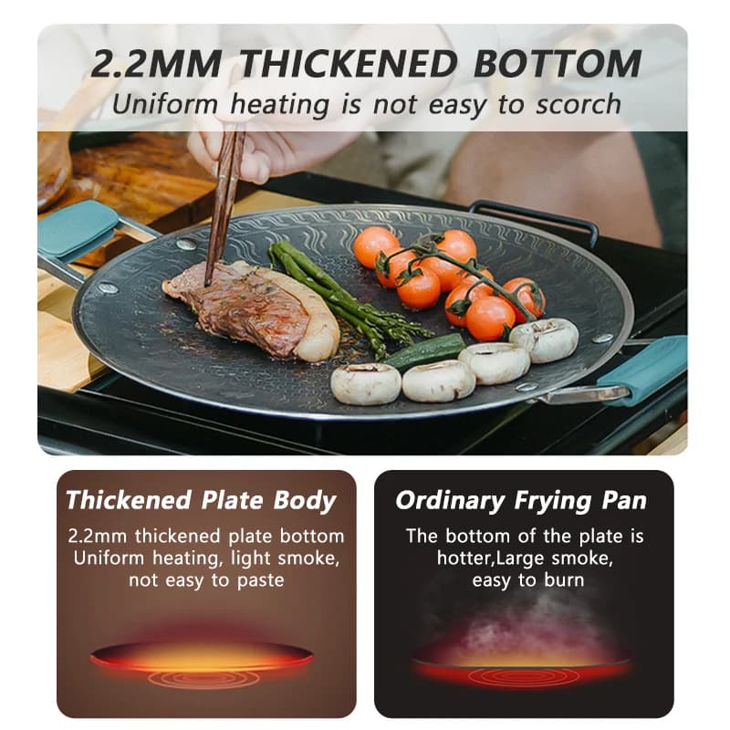 Naturehike BBQ Cooking Grill Pan Camping Picnic Non Stick Round Griddle Pan Folding Frying Pan Outdoor Dinner Barbecue Plate - 3