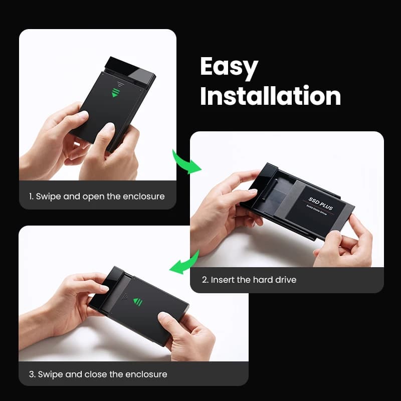 علبة UGREEN HDD مقاس 2.5 بوصة SATA إلى USB 3.0 علبة محرك أقراص صلبة لأقراص SSD صندوق USB C 3.1 الجيل الثاني علبة محرك أقراص صلبة خارجي - 6