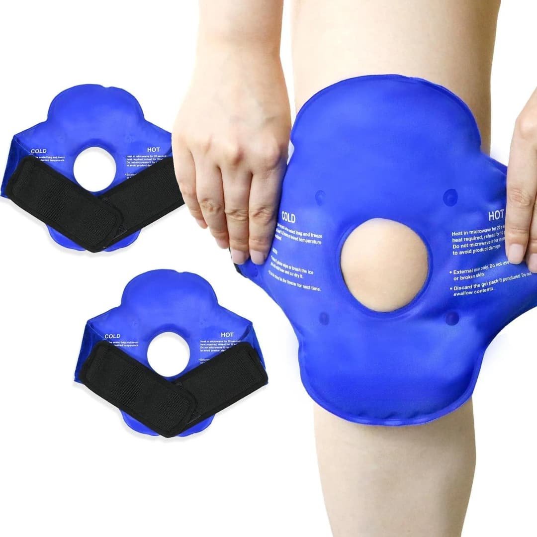 Knee Ice Pack for Injurie Gel Reusable Hot Cold Compress Compression Wraps for Sprains Swelling Cooling Knee Brace for Women Men
