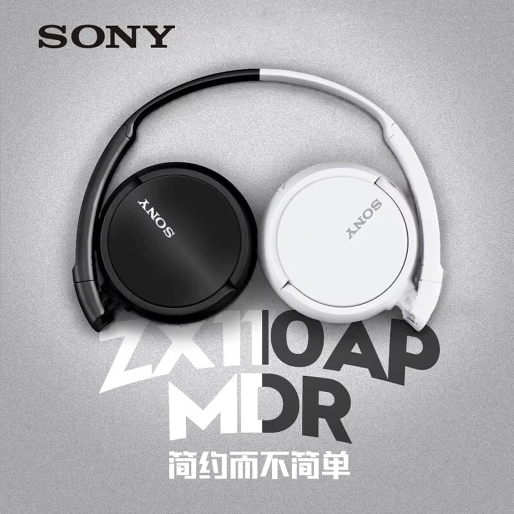 Original Sony MDR-ZX110AP Wired Headset Stereo Sound 3.5mm Foldable On-Ear Headphones with Built-in Mic - 2