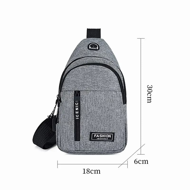 Men's Bag Solid Color Men's Chest Bag Outdoor Casual Fashionable Small Satchel Canvas Handbag Zipper Messenger Fashion Bags - 4