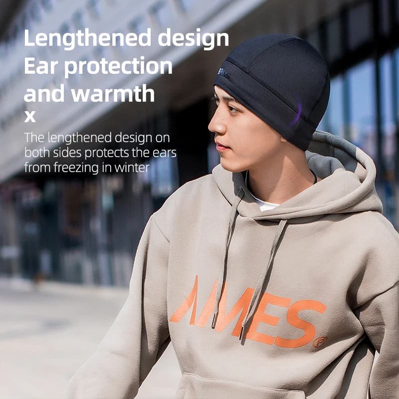 قبعات دراجات شتوية دافئة من ROCKBROS، قبعات دراجات حرارية من الصوف، مقاومة للرياح، قبعات تزلج وتنزه وركوب دراجات جبلية وطرق - 2