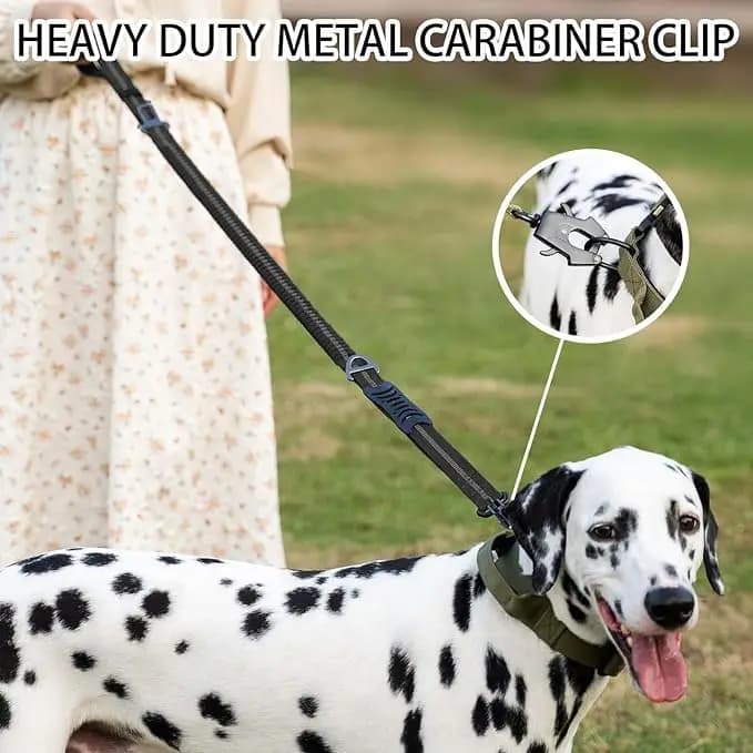 Reflective Shock Absorbing Pet Leashes with Car Seatbelt for Large Dogs Heavy Duty Tactical Bungee Dog Leash No Pull Dog Leash - 4