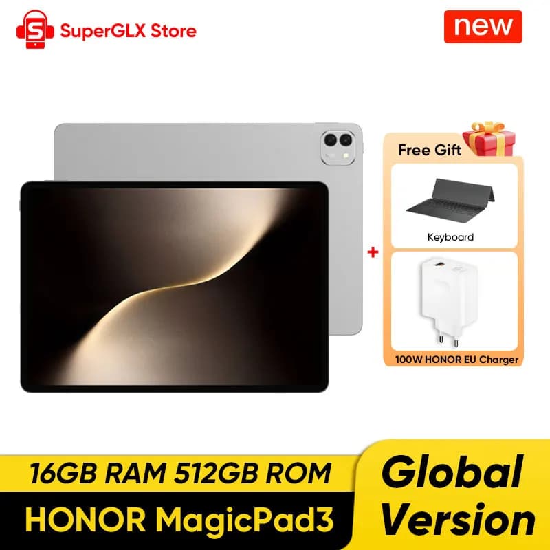 الإصدار العالمي الأصلي HONOR MagicPad 3 تابلت سنابدراجون 8 الجيل 3 شاشة 13.3 بوصة LCD بمعدل تحديث 165 هرتز HONOR Eye Comfort بطارية 12450 مللي أمبير في الساعة