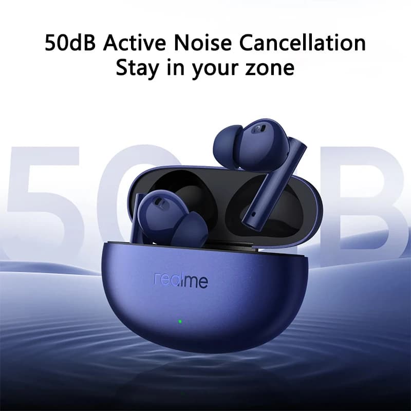 الإصدار العالمي realme Buds Air 5 سماعة أذن TWS عزل ضوضاء نشط 50dB سماعة رأس لاسلكية عمر بطارية 38 ساعة بلوتوث 5.3 - 3