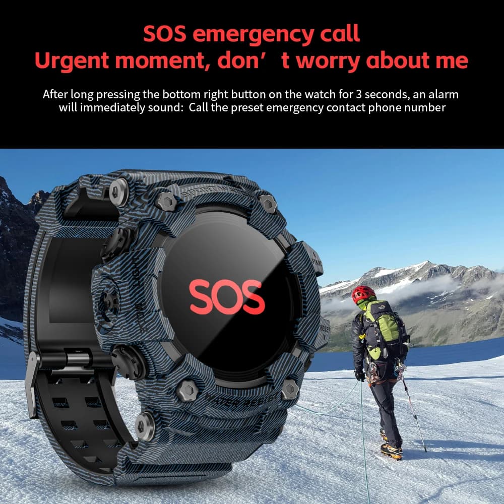 لوك مات أتاك-GT ساعة ذكية رياضية مقاومة للماء، بلوتوث، مكالمات، مصباح يدوي، تعقب اللياقة البدنية - 5