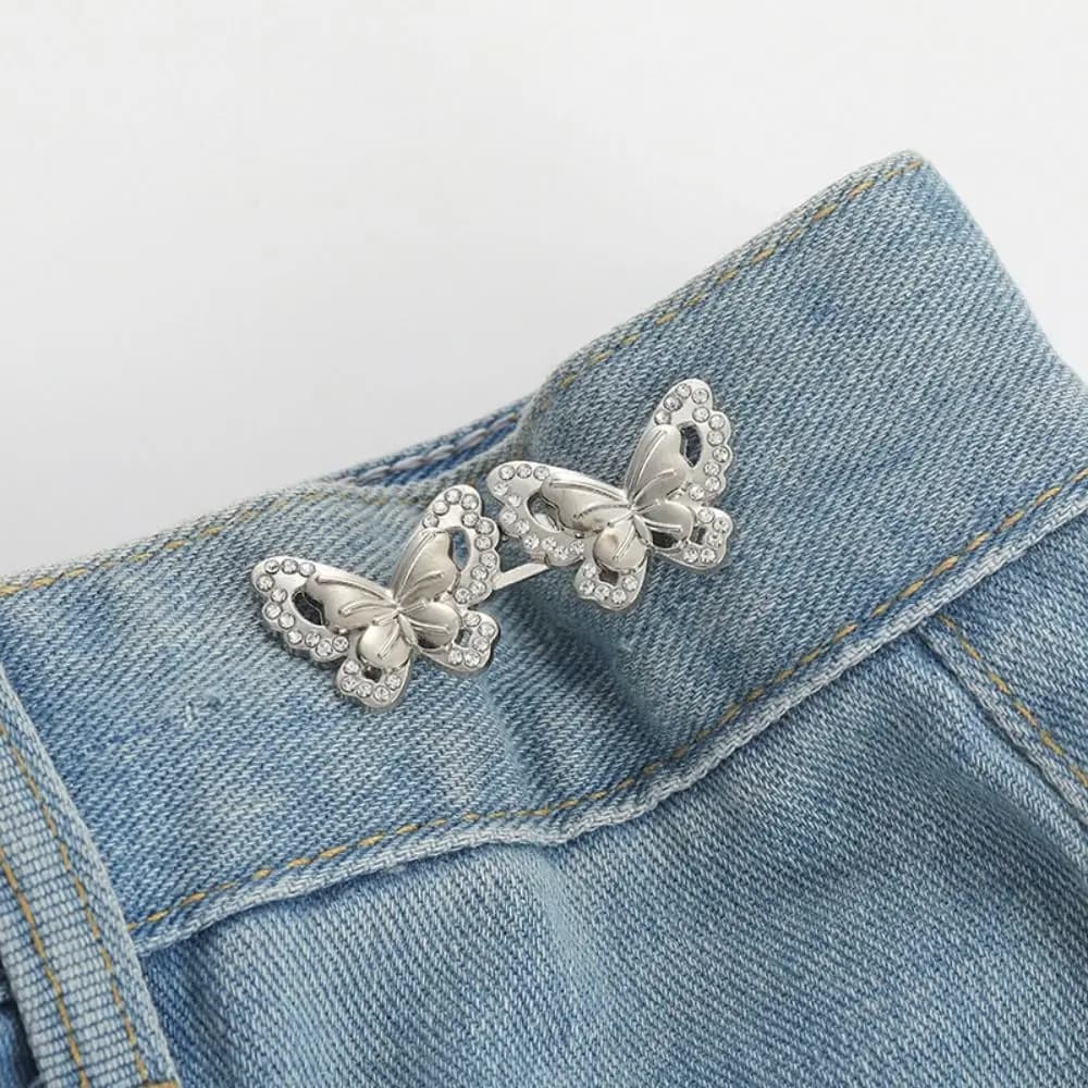 Exquisite Nail-free Butterfly Button Adjuster Invisible Cat Waist Buckle Wing Pants Tightener Unisex - 6