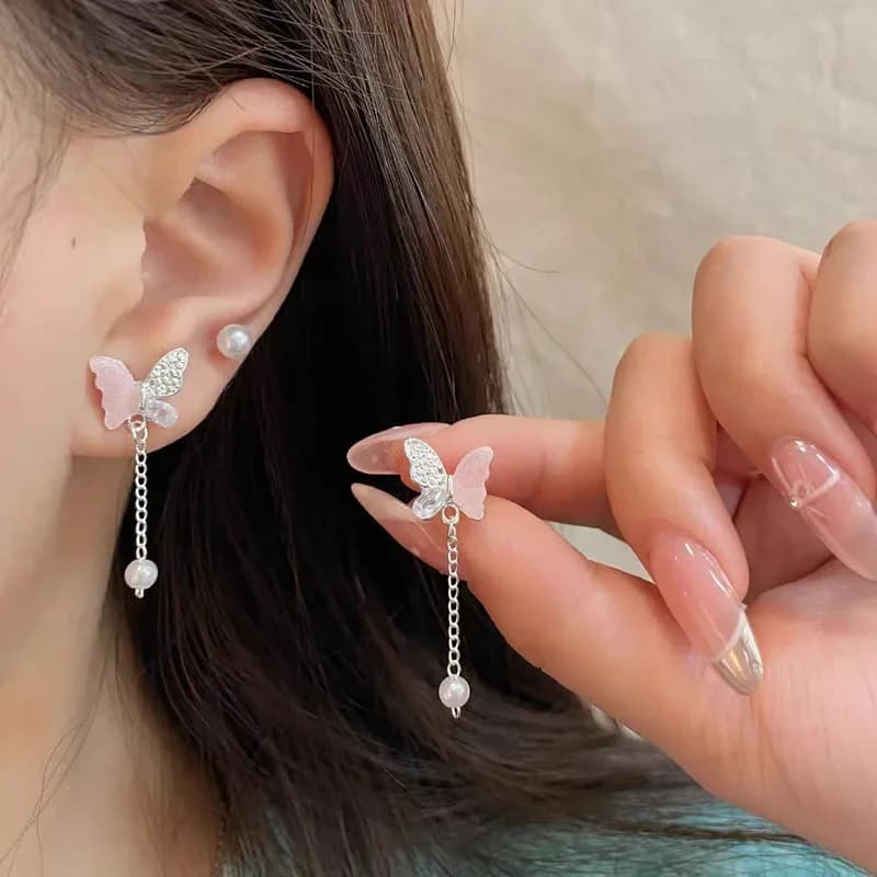 Colorful Flower Butterfly Earrings Seven-piece Set For Women Fashion Personalized Daily Accessory Party Jewelry Birthday Gifts - 5
