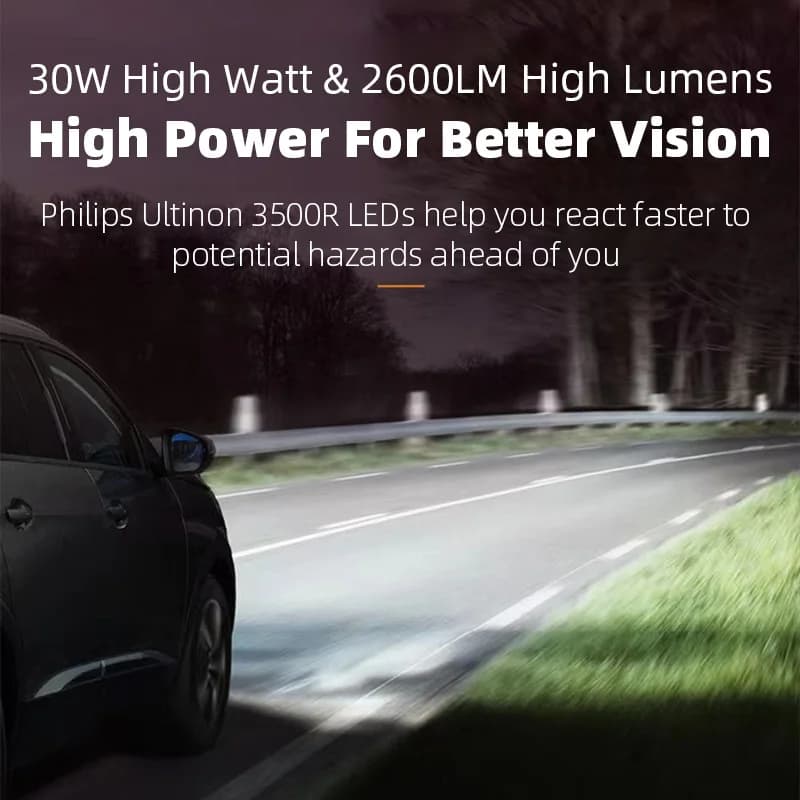 Philips LED H4 9003 Ultinon 3500R High Power 30W 2500LM Car Headlight 6500K White High Lumen Watt LED Lamps P43t LUM11342U3500X2 - 5