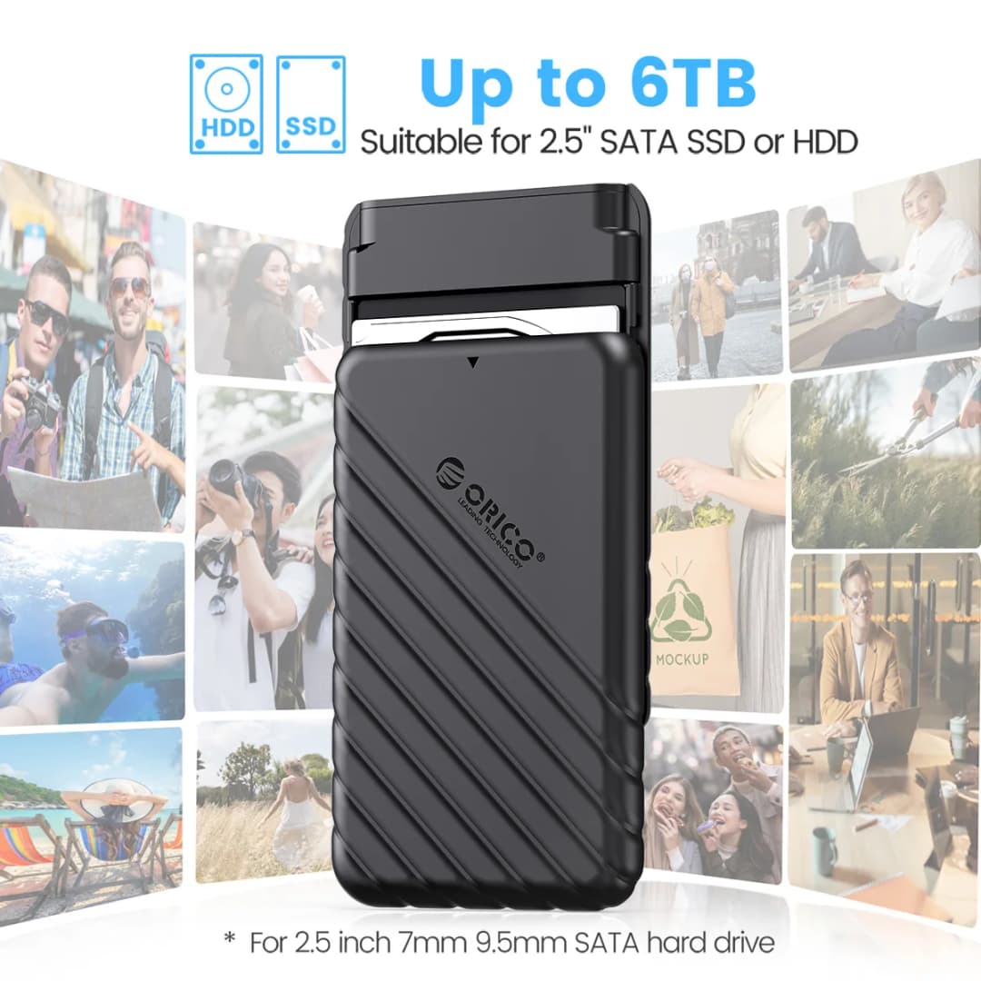 علبة تخزين خارجية ORICO للكمبيوتر المحمول MicroB USB3.0 2.5 بوصة مع دعم UASP لمحركات الأقراص الصلبة SATA بسرعة 5 جيجابت في الثانية - 2