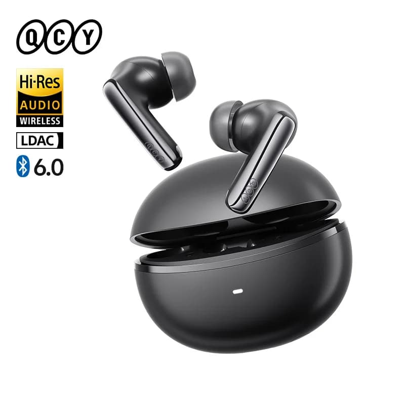 سماعات QCY HT18 MeloBuds N70 لاسلكية بلوتوث 6.0 صوت عالي الدقة مع LDAC سماعات أذن هجينة مع تقنية ANC ثنائية السماعات 50 ساعة IPX5