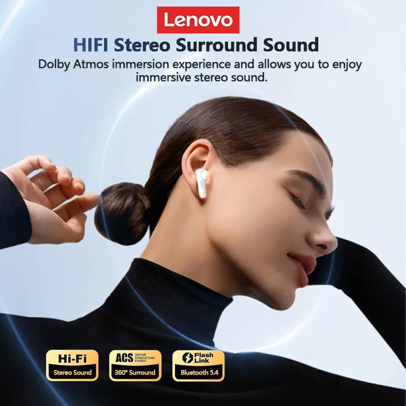 سماعات أذن لينوفو XT58 الجديدة بلوتوث لاسلكية HIFI ستيريو مكالمات تقليل الضوضاء مع علبة شحن بشاشة LED - 2