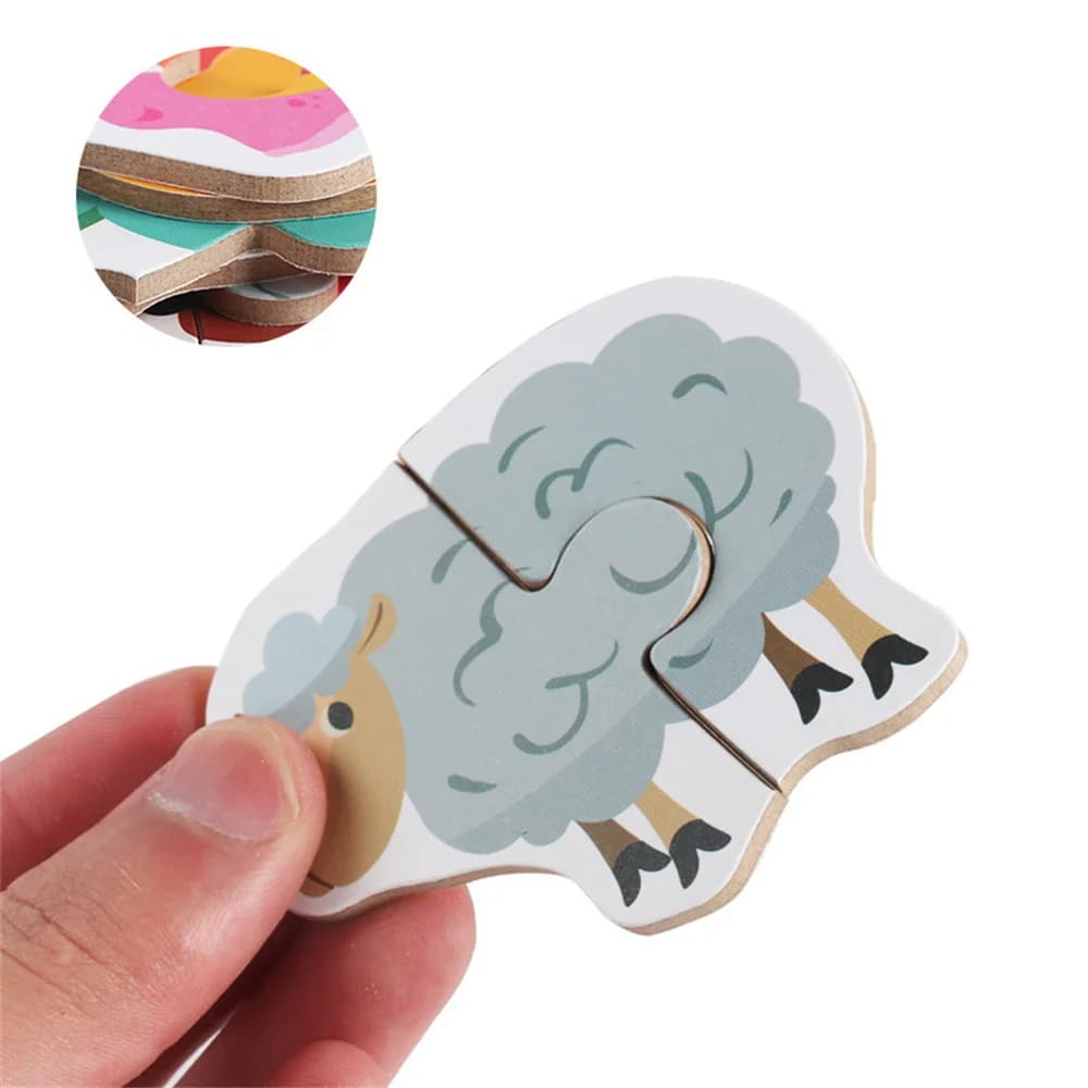 Kids Wooden Jigsaw Matching Puzzle Game Baby Early Learning Cognition Animal Fruit Traffic Educational Toys for Children Gifts - 5