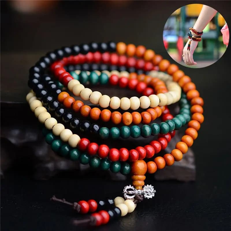 8mm Natural Sandalwood Buddhist Buddha Rosary Beads Prayer Beads Mala 108 Beads Bracelets Unisex Men Bracelets & Bangles Jewelry - 2