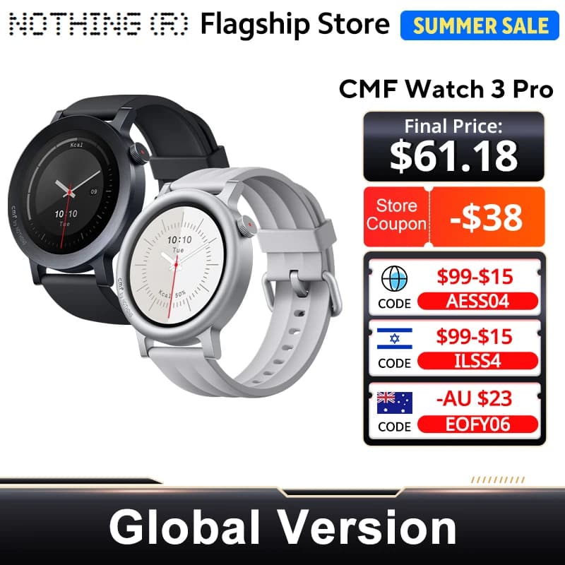 الإصدار العالمي Nothing CMF Watch 3 Pro بشاشة AMOLED 1.43 بوصة مع GPS مزدوج النطاق ومكالمات بلوتوث وساعة ذكية مع 131 وضع رياضي ومراقب أكسجين الدم