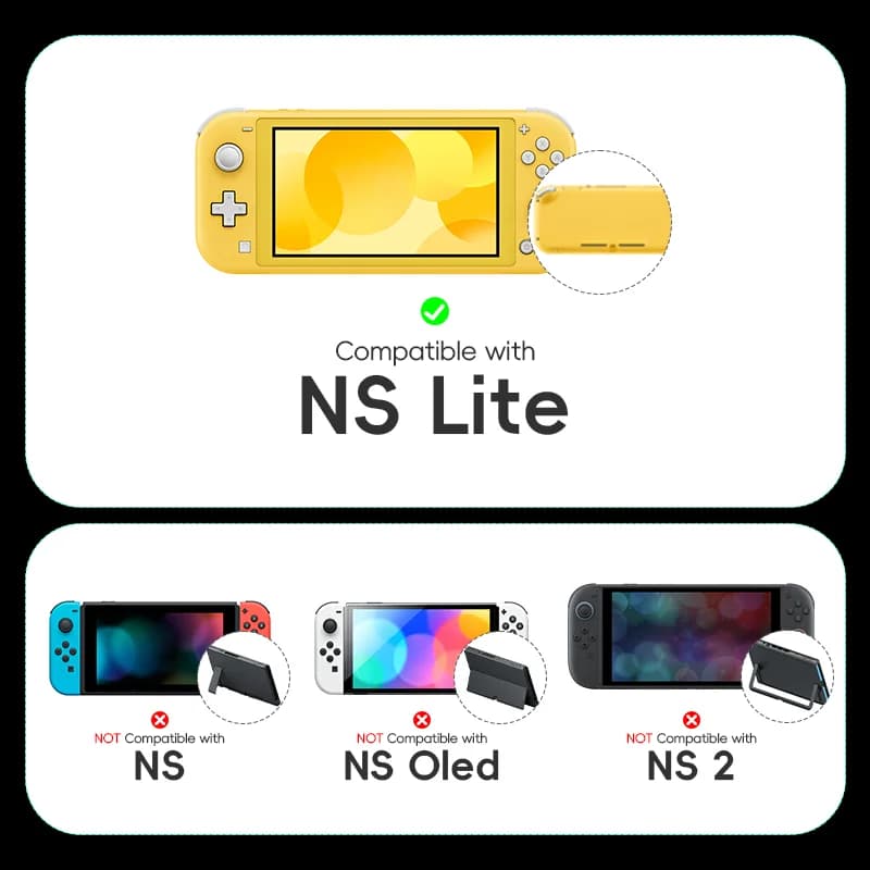 غطاء حماية مضاد للانزلاق من DATA FROG متوافق مع وحدة تحكم الألعاب Switch Lite، غطاء كامل من الكريستال لجهاز Switch Lite - 5