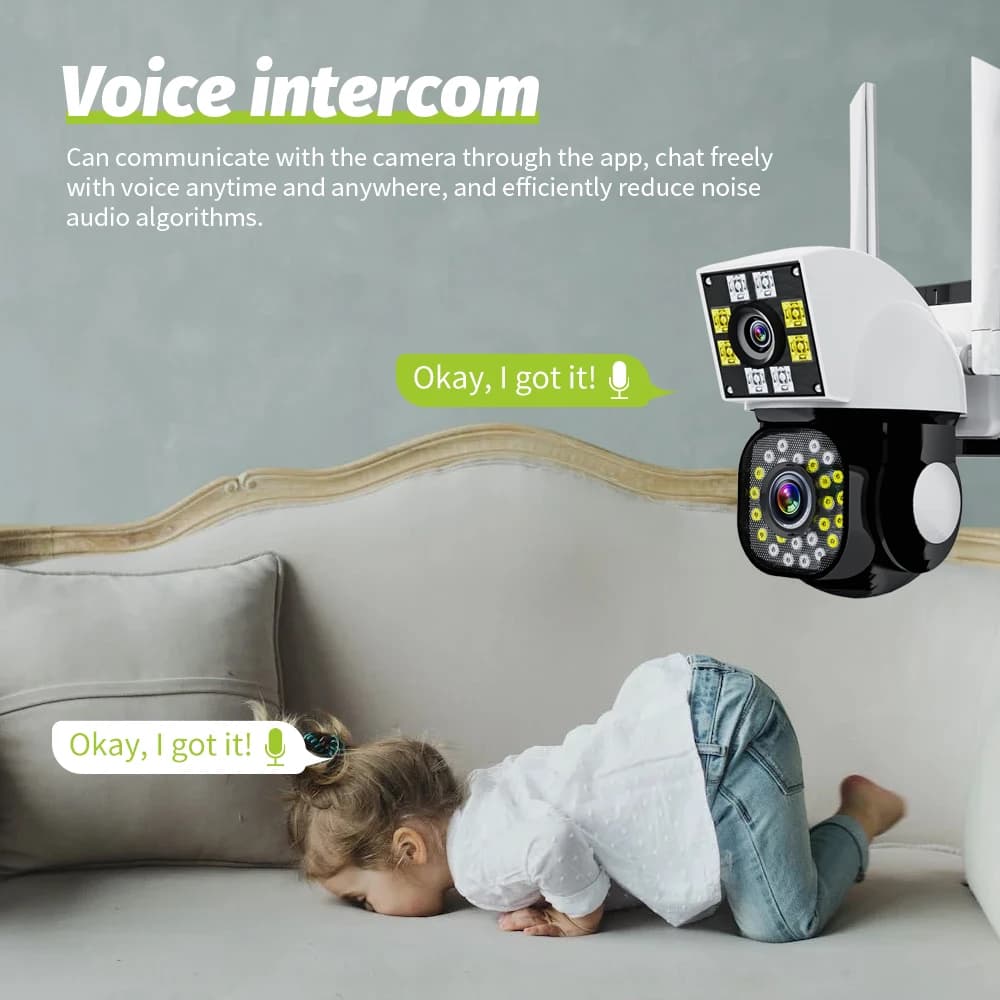 Neye 4K/8MP Wireless WiFi Camera 1080P Dual Lens Dual Screen Outdoor Home Head IP Camera CCTV Dual Lens Security Camera - 6