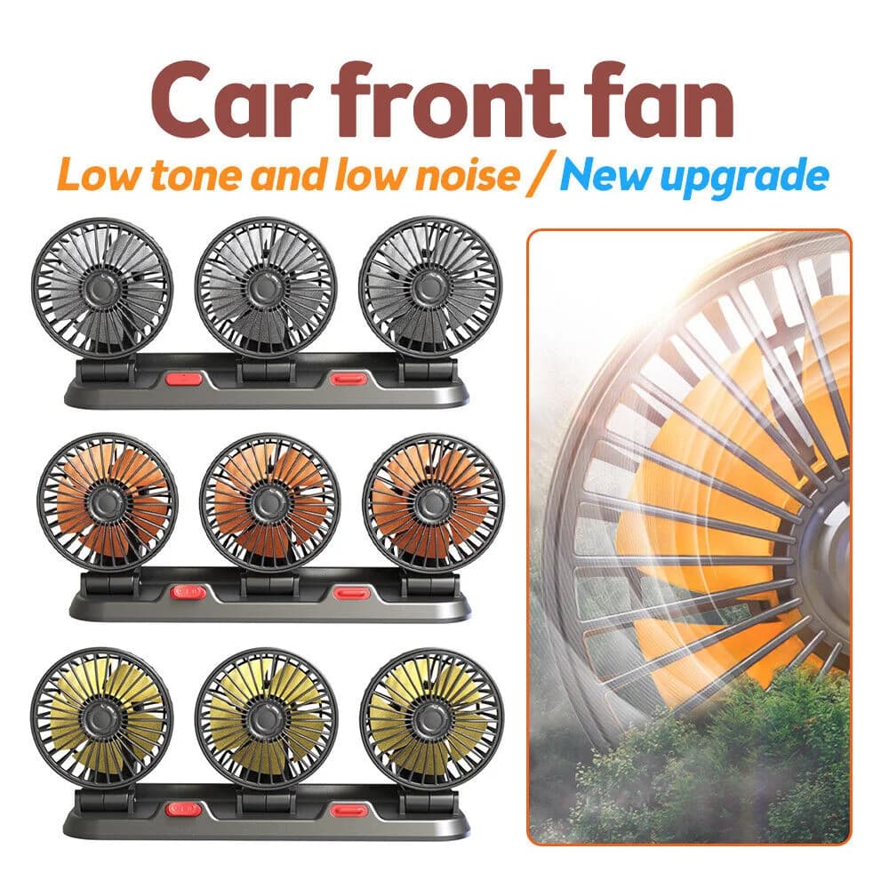 12v Automotive fan Car Fan 24v 360° Adjustable 3 Head Air Fan Low Noise Multifunctional Temporary Parking Card Auto Vehicles fan - 2