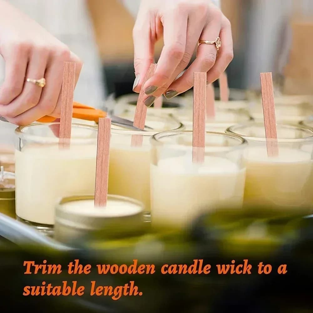 100pcs DIY Candle Making Kit Including Natural Wooden Wicks Metal Holders Glue Dots Suitable for Handmade DIY Candle Making Tool - 6