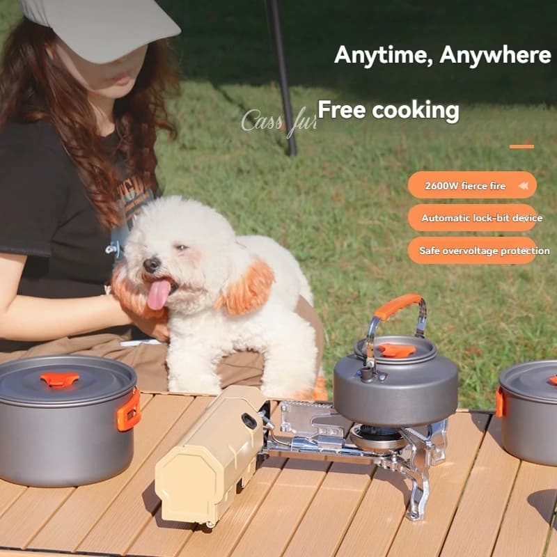 Camping Gas Stove 2670W Portable Folding Cassette Gas Burner Outdoor Picnic Travel Cooking Grill Cooker Heating System - 5