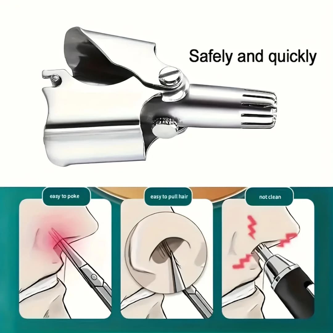 ماكينة تشذيب شعر الأذن المحمولة القابلة للغسل، تنظيف بدون صدأ، تشذيب شعر الأنف بدون ألم، ماكينة حلاقة كهربائية محمولة للرجال، صوت منخفض - 2