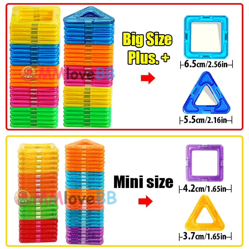 Magnetic Building Blocks Big Size and Mini Size DIY Magnets Toys for Kids Designer Construction Set Gifts for Children Toys - 3