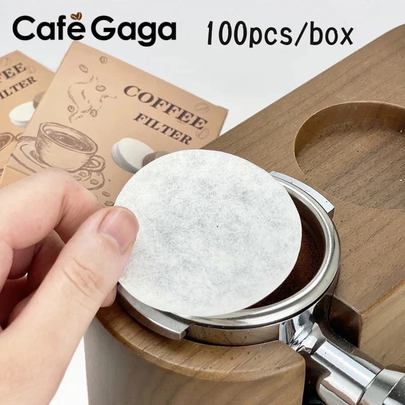 ورق فلتر القهوة فلاتر ورقية إسبريسو 51mm 53mm 58mm 100 قطعة شاشة Puck لآلات Delonghi Breville Portafilter