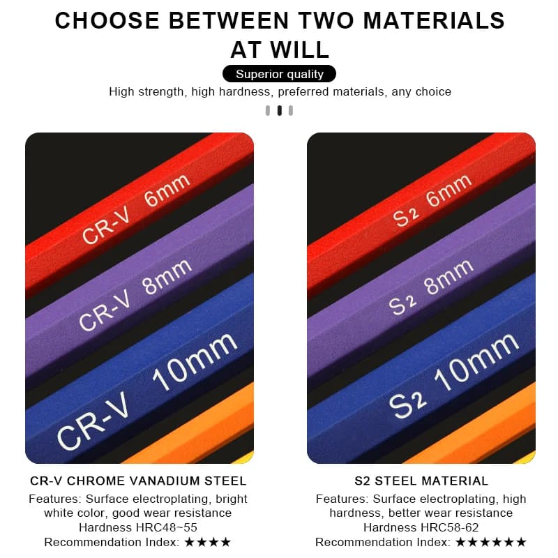 9 قطعة دراجة الداخلية سداسية وجع S2 CR-V الصلب الملونة شقة الكرة افتتاح وجع الدراجة عرافة مفتاح مجموعة 1.5/2/2.5/3/4/5/6/8/10 مللي متر - 3