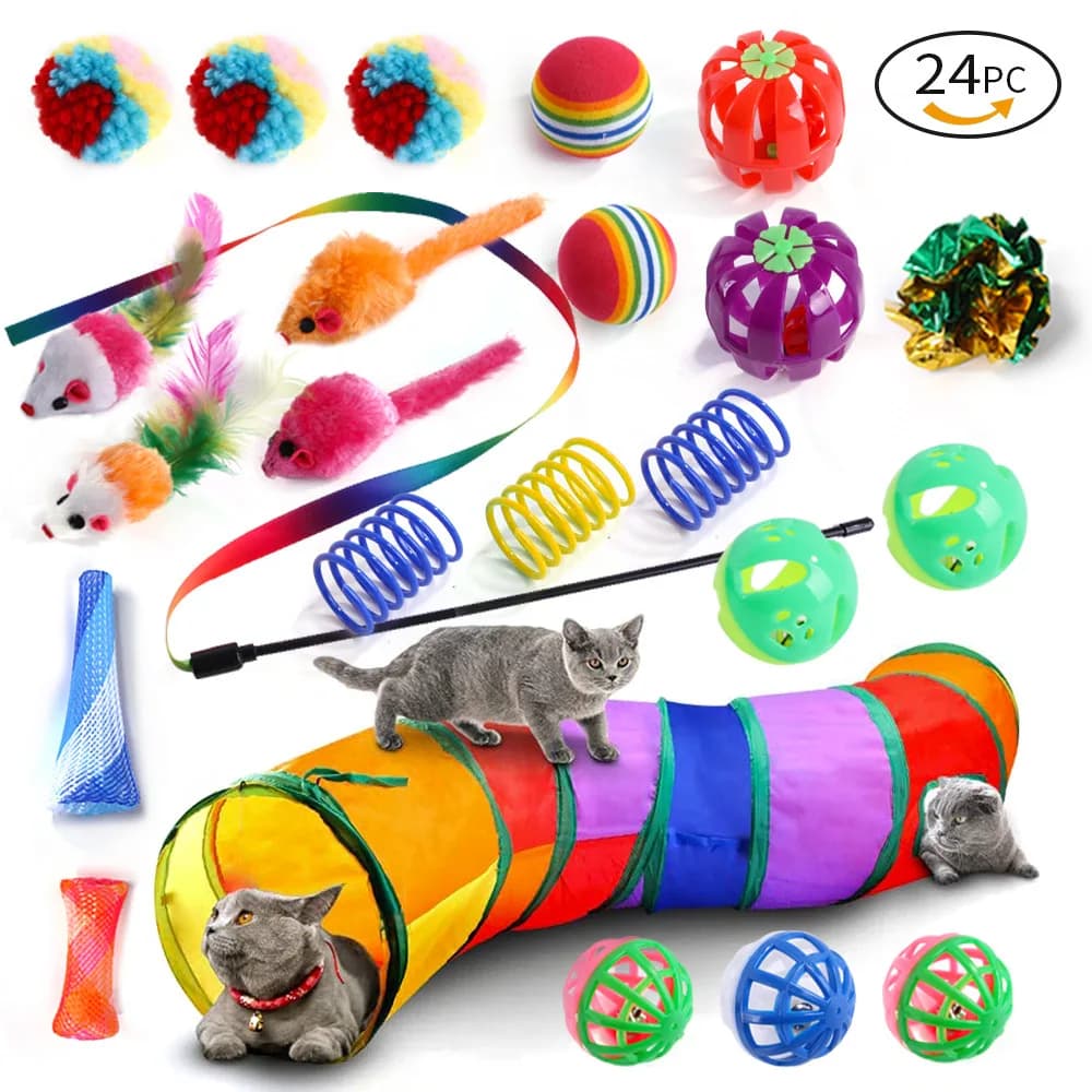 DualPet Kitten Toys Variety Cat Toy Combination Set Cat Toy Funny Cat Stick Sisal Mouse Bell Ball Cat Supplies 20 Piece Set - 6